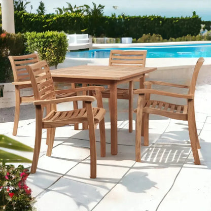 Birmingham Square Outdoor Dining Table Umbrella Hole-Outdoor Dining Tables-HiTeak-LOOMLAN
