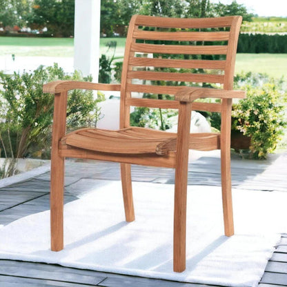 Birmingham Stacking Teak Outdoor Dining Armchair 4PC-Outdoor Dining Chairs-HiTeak-LOOMLAN