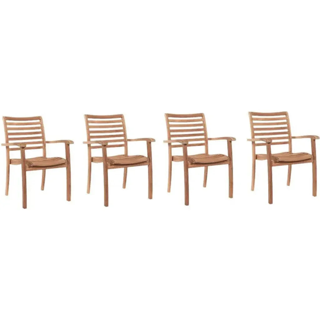 Birmingham Stacking Teak Outdoor Dining Armchair 4PC-Outdoor Dining Chairs-HiTeak-LOOMLAN