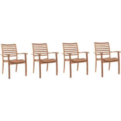 Birmingham Stacking Teak Outdoor Dining Armchair 4PC-Outdoor Dining Chairs-HiTeak-LOOMLAN