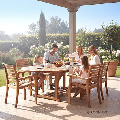 Birmingham Teak Patio Rectangular Dining Set 7PC