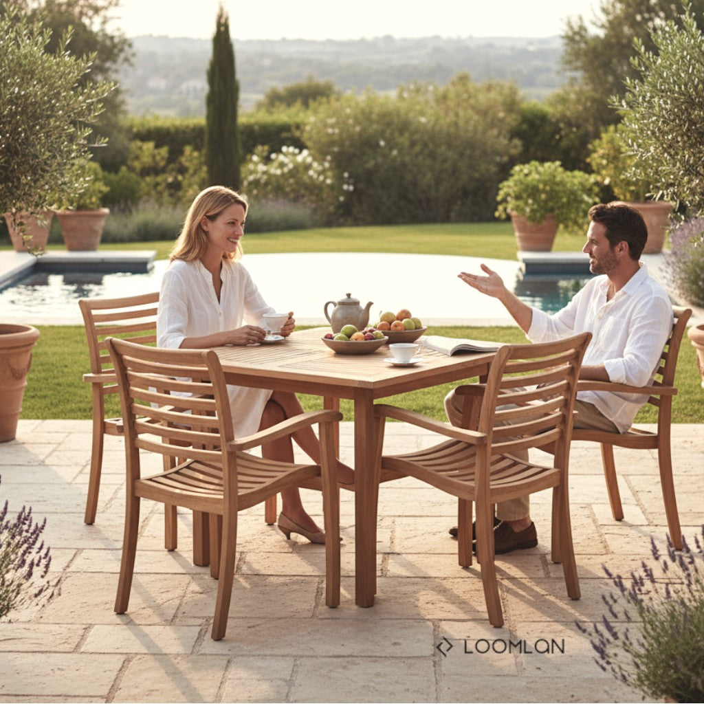 Birmingham Teak Patio Square Dining Set 5PC