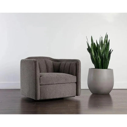 Birrit Fabric Swivel Armchair - LOOMLAN - SUNPAN - Club Chairs