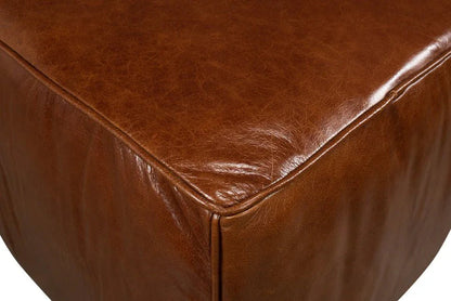 Bismark Old Bay Leather Sitting Cube - LOOMLAN - Sarreid - Poufs and Stools