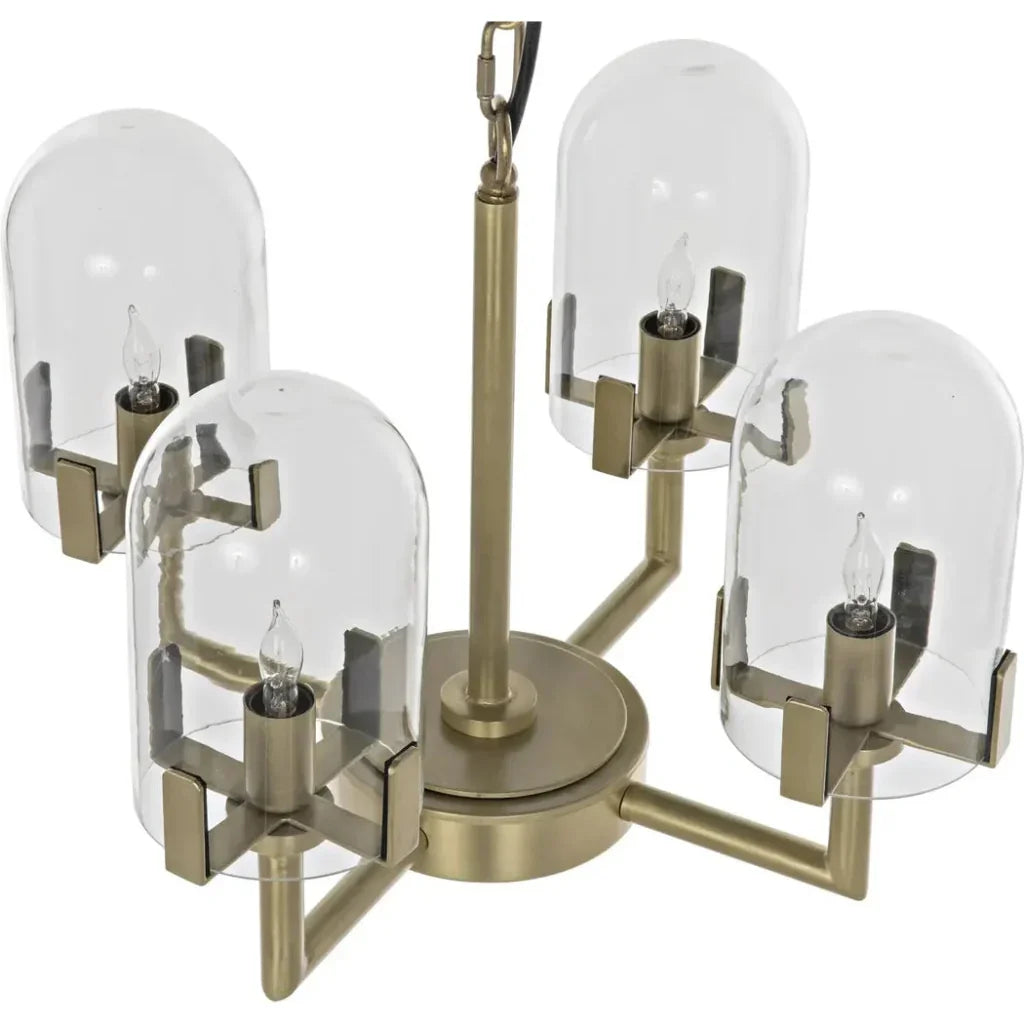 Bistro Metal Chandelier With Antique Brass - LOOMLAN - Noir - Chandeliers