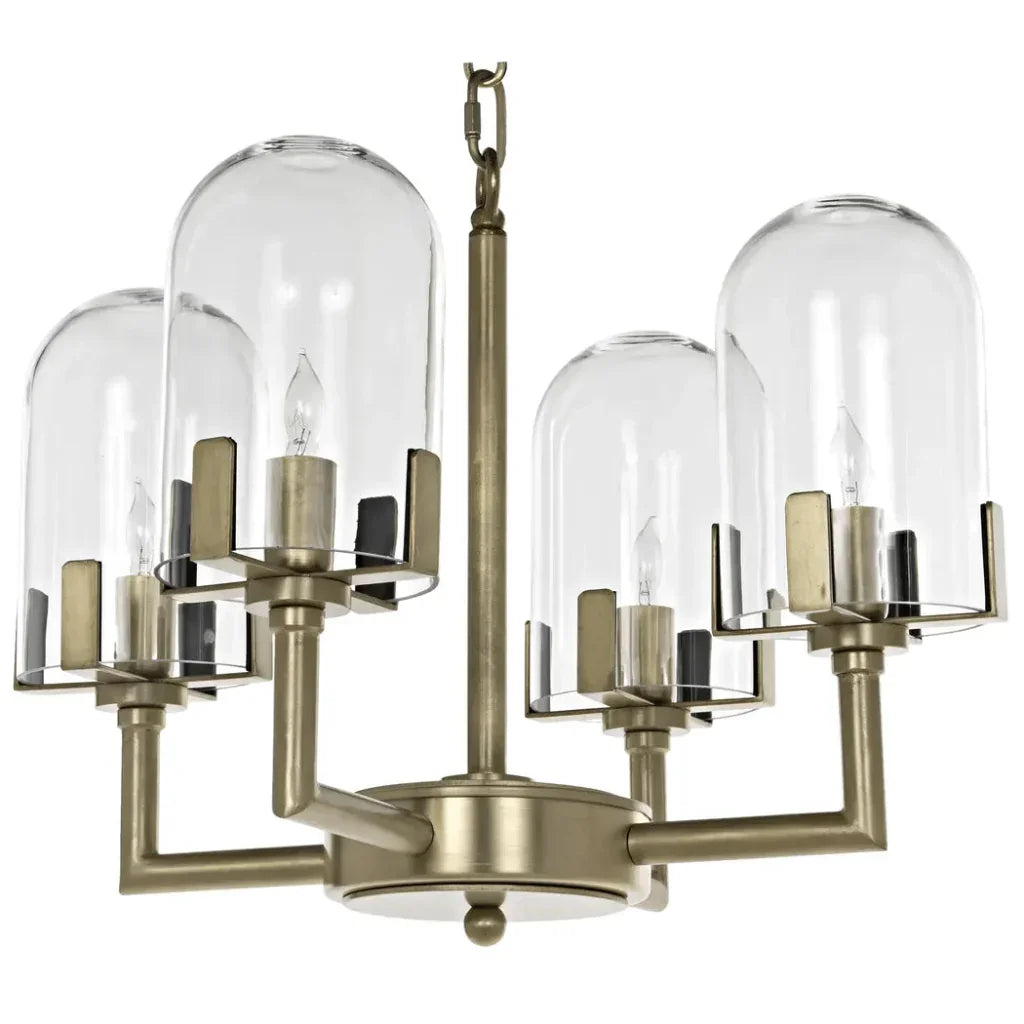 Bistro Metal Chandelier With Antique Brass - LOOMLAN - Noir - Chandeliers