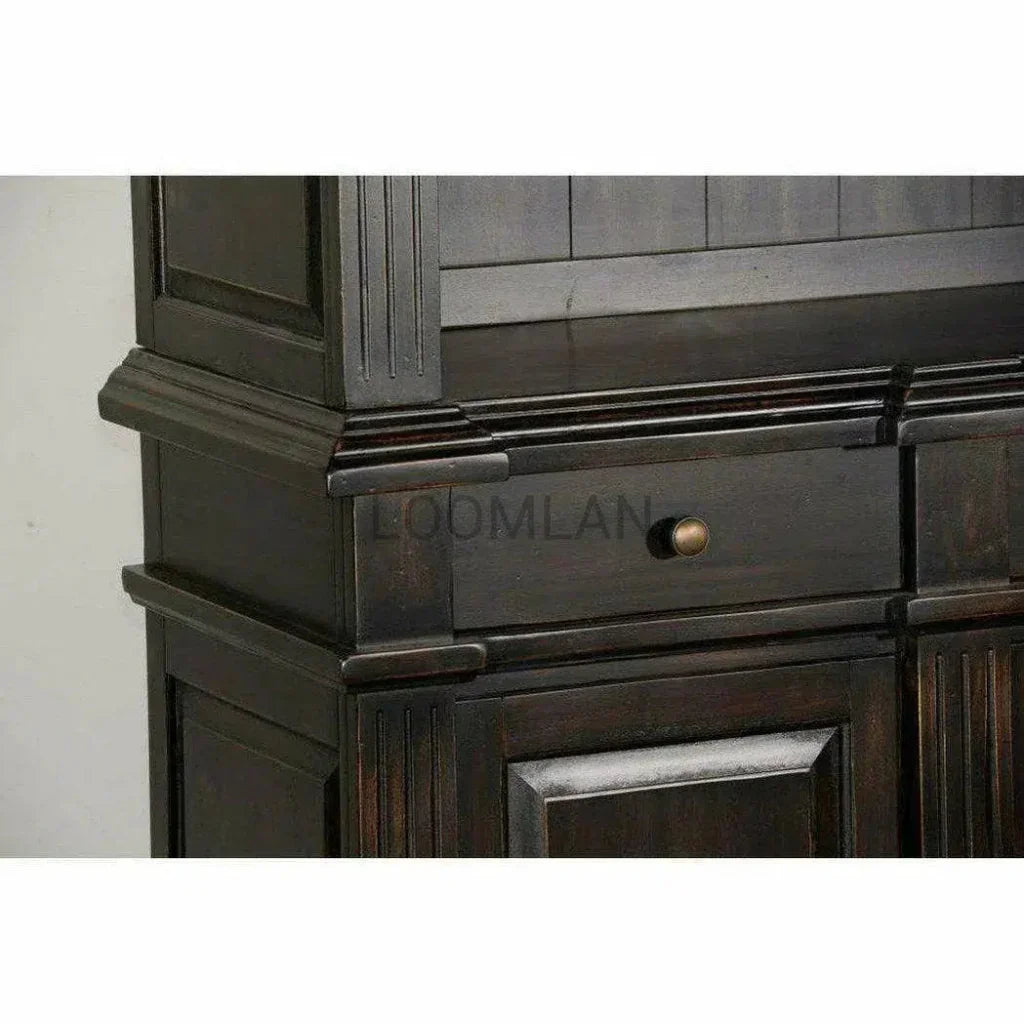 Black Entertainment Wall Unit Media Console-Entertainment Wall Unit-Sunny D-LOOMLAN