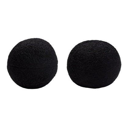 Black Faux Sheepskin Round Accent Pillow (Set of 2) - LOOMLAN - Diamond Sofa - Throw Pillows