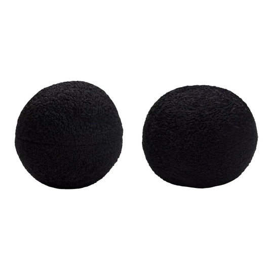 Black Faux Sheepskin Round Accent Pillow (Set of 2) - LOOMLAN - Diamond Sofa - Throw Pillows