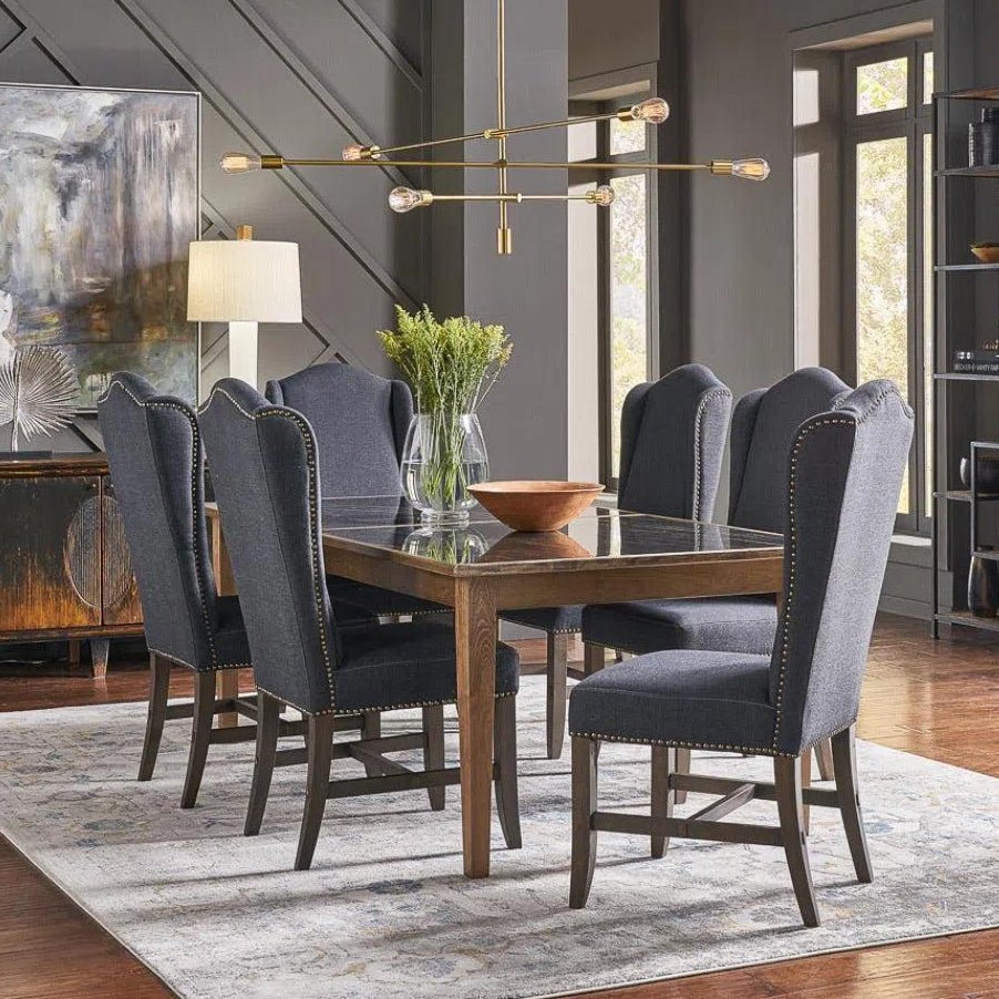 Black High Back Dining Chairs Set of 2 - LOOMLAN - Sarreid - Dining Chairs