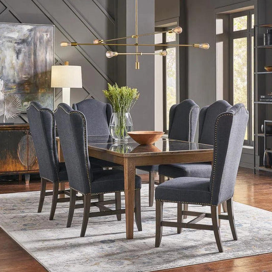 Black High Back Dining Chairs Set of 2 - LOOMLAN - Sarreid - Dining Chairs