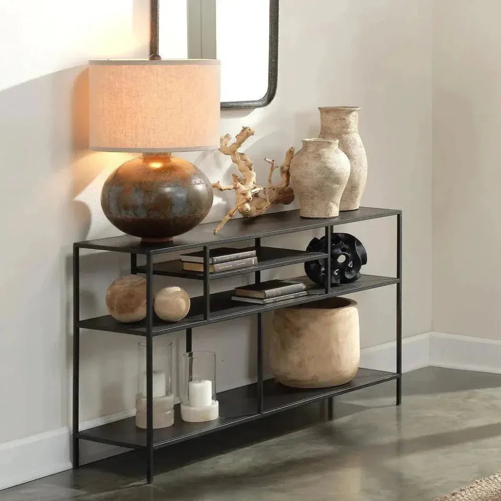 Black Iron Element Shelved Console Table - LOOMLAN - Jamie Young - Console Tables