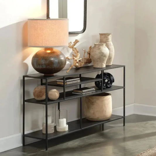 Black Iron Element Shelved Console Table - LOOMLAN - Jamie Young - Console Tables