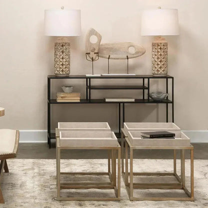 Black Iron Element Shelved Console Table - LOOMLAN - Jamie Young - Console Tables