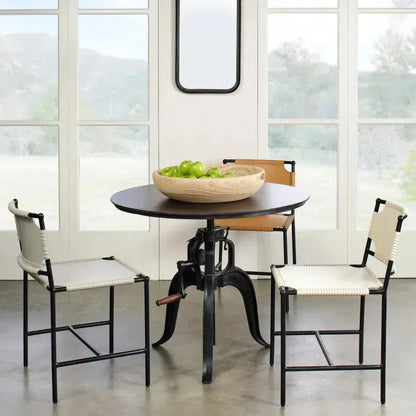 Black Iron Height Round Crank Table - LOOMLAN - Jamie Young - Bar Tables