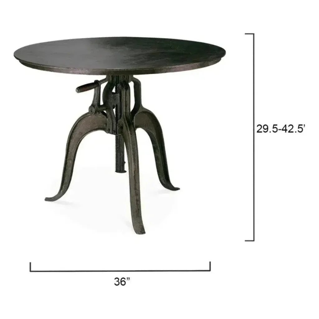 Black Iron Height Round Crank Table - LOOMLAN - Jamie Young - Bar Tables