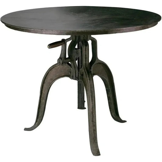 Black Iron Height Round Crank Table - LOOMLAN - Jamie Young - Bar Tables