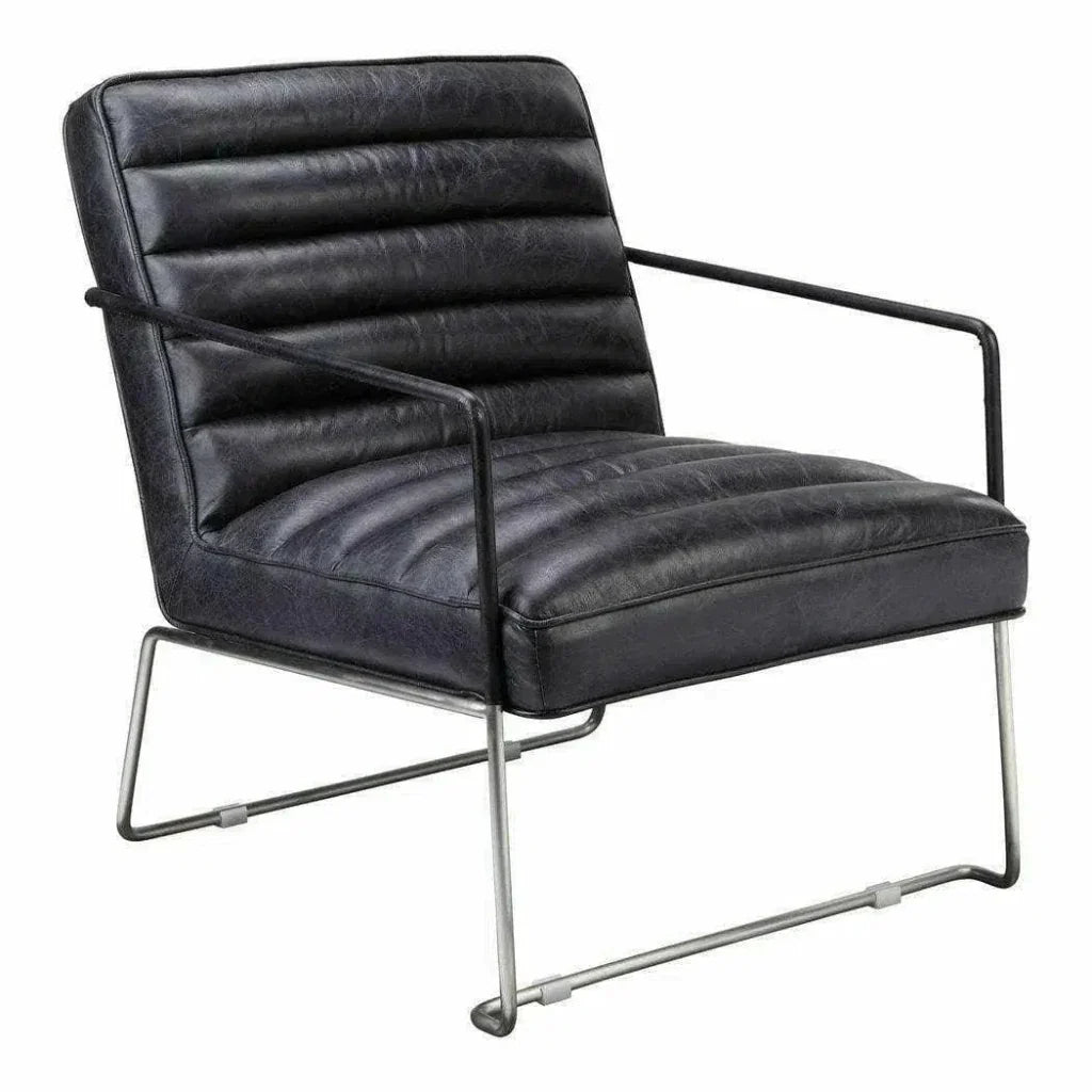 Black Leather Accent Slipper Chair Over - LOOMLAN - Moe's Home - Accent Chairs