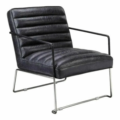 Black Leather Accent Slipper Chair Over - LOOMLAN - Moe's Home - Accent Chairs
