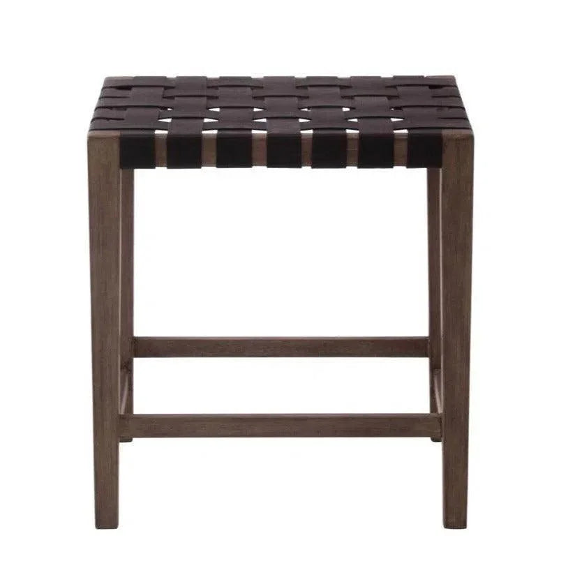 Black Leather Counter stool Madeira - LOOMLAN - Peninsula Home - Counter Stools