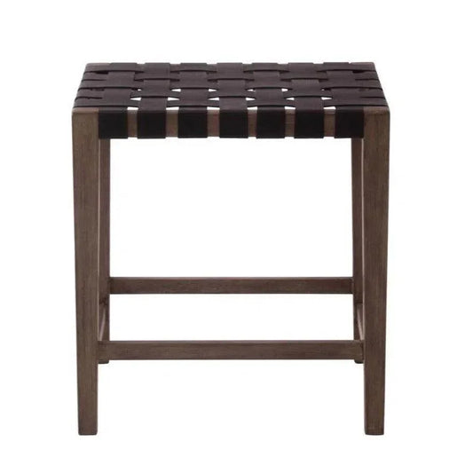 Black Leather Counter stool Madeira - LOOMLAN - Peninsula Home - Counter Stools