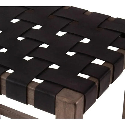 Black Leather Counter stool Madeira - LOOMLAN - Peninsula Home - Counter Stools