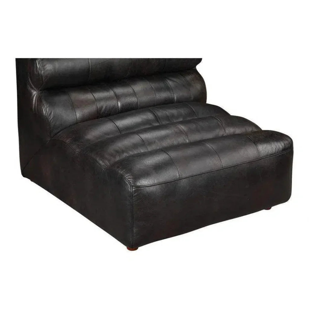 Black Leather Modular Slipper Chair-Modular Components-Moe's Home-LOOMLAN