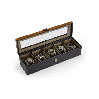 Black Leather Warpped Watch Display Box - LOOMLAN - Wildwood - Boxes & Bowls