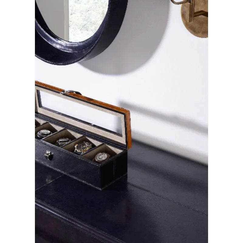 Black Leather Warpped Watch Display Box - LOOMLAN - Wildwood - Boxes & Bowls