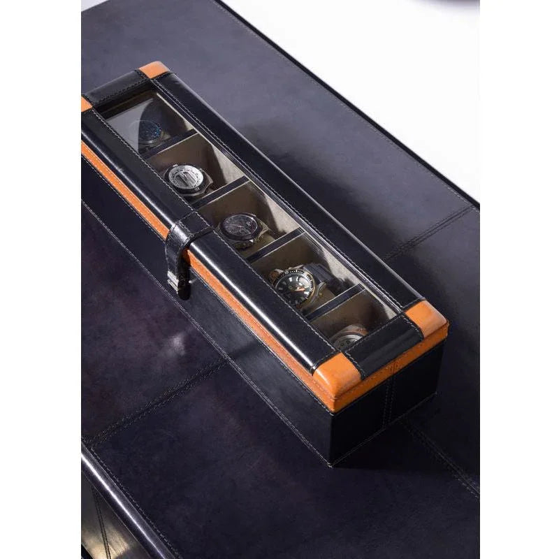 Black Leather Warpped Watch Display Box - LOOMLAN - Wildwood - Boxes & Bowls