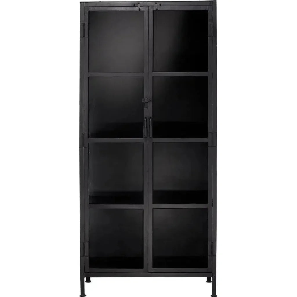 Black Metal Union Tall Black Curio Cabinet Glass Doors - LOOMLAN - Jamie Young - Bookcases