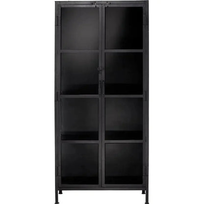 Black Metal Union Tall Black Curio Cabinet Glass Doors - LOOMLAN - Jamie Young - Bookcases