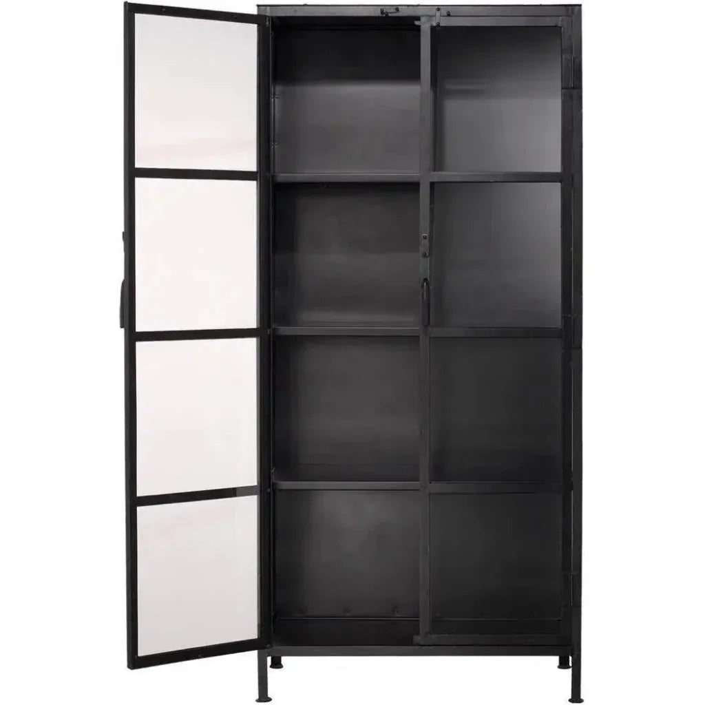 Black Metal Union Tall Black Curio Cabinet Glass Doors - LOOMLAN - Jamie Young - Bookcases