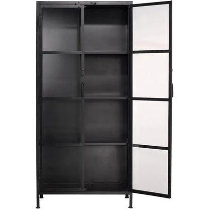 Black Metal Union Tall Black Curio Cabinet Glass Doors - LOOMLAN - Jamie Young - Bookcases