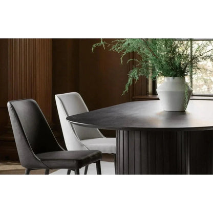Black Oval Wood Column-Like Base Povera Dining Table-Dining Tables-Moe's Home-LOOMLAN