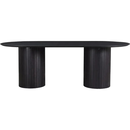 Black Oval Wood Column-Like Base Povera Dining Table-Dining Tables-Moe's Home-LOOMLAN