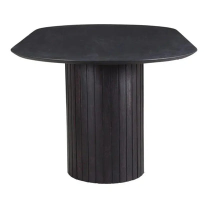 Black Oval Wood Column-Like Base Povera Dining Table-Dining Tables-Moe's Home-LOOMLAN