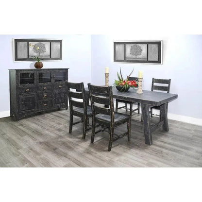 Black Sand Dining Table Black-Dining Tables-Sunny D-LOOMLAN