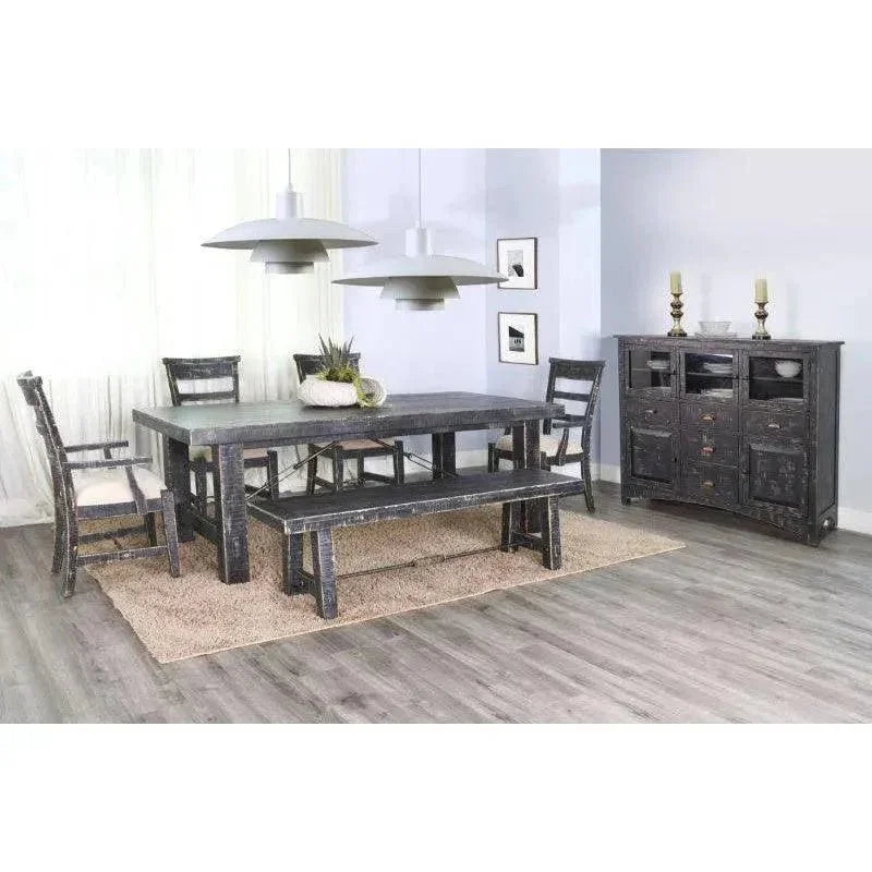 Black Sand Extension Table Black-Dining Tables-Sunny D-LOOMLAN