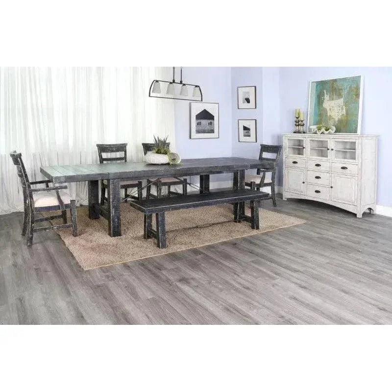 Black Sand Extension Table Black-Dining Tables-Sunny D-LOOMLAN