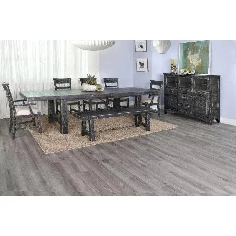 Black Sand Extension Table Black-Dining Tables-Sunny D-LOOMLAN