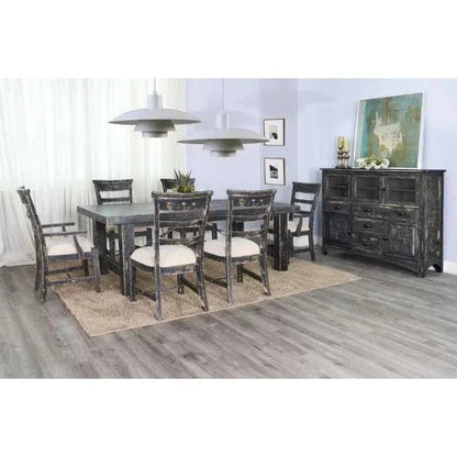 Black Sand Extension Table Black-Dining Tables-Sunny D-LOOMLAN