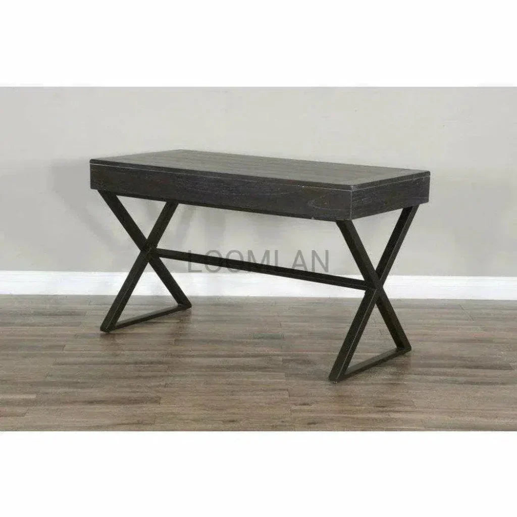 Black Writing Desk Center Drawer Home Office-Home Office Desks-Sunny D-LOOMLAN