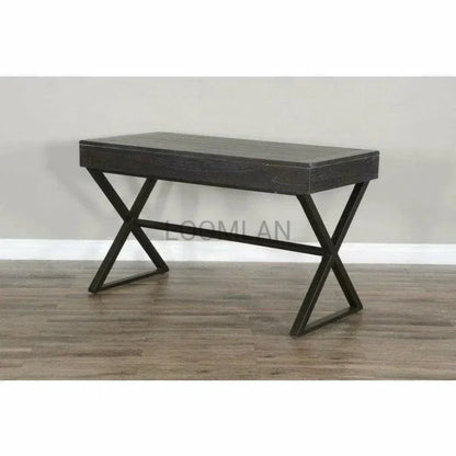 Black Writing Desk Center Drawer Home Office-Home Office Desks-Sunny D-LOOMLAN