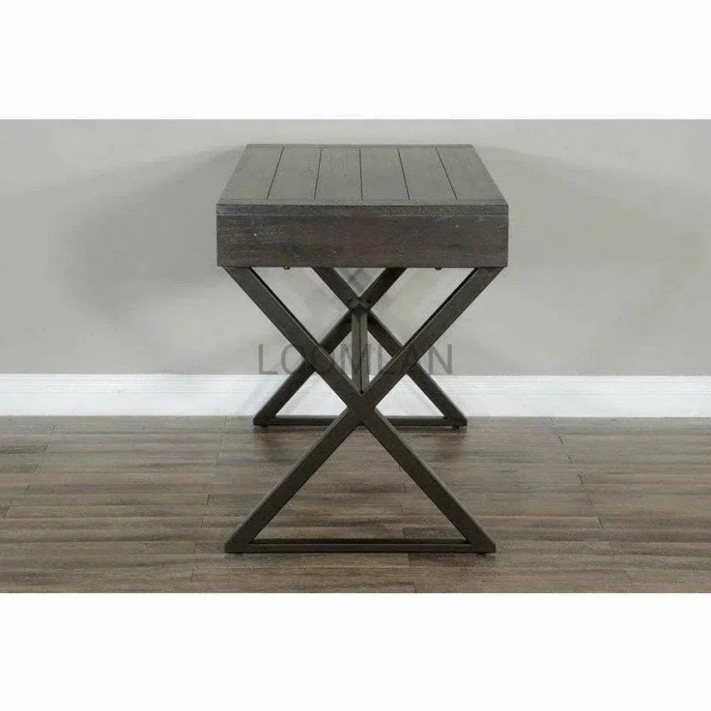 Black Writing Desk Center Drawer Home Office-Home Office Desks-Sunny D-LOOMLAN