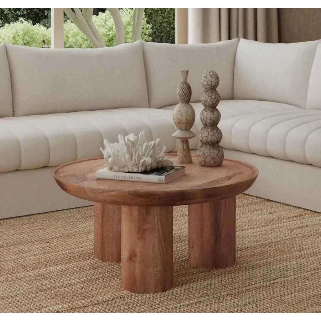 Blair Wood Brown Round Cocktail Table - LOOMLAN - Bassett Mirror - Coffee Tables