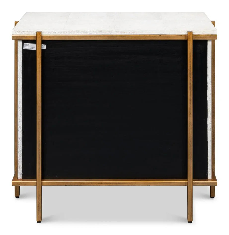 Blakely White Leather Nightstand - LOOMLAN - Sarreid - Nightstands