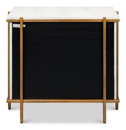 Blakely White Leather Nightstand - LOOMLAN - Sarreid - Nightstands