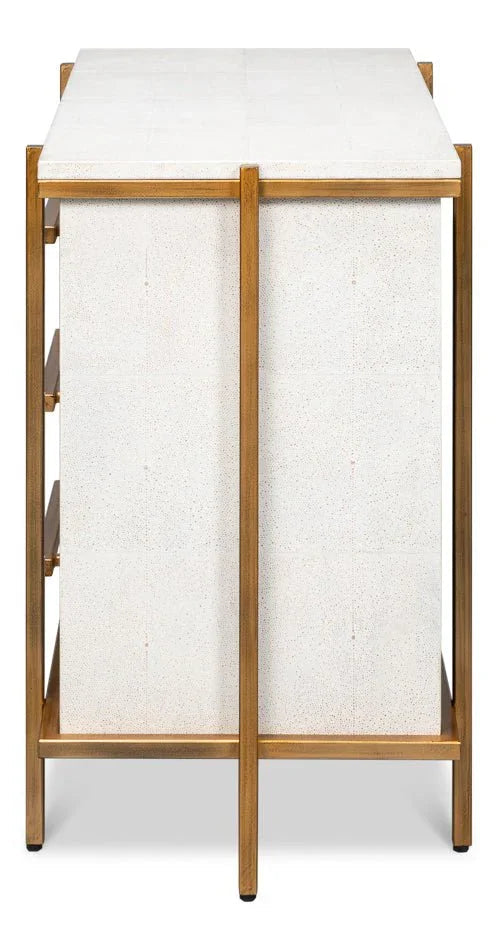 Blakely White Leather Nightstand - LOOMLAN - Sarreid - Nightstands