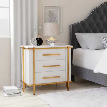 Blakely White Leather Nightstand - LOOMLAN - Sarreid - Nightstands